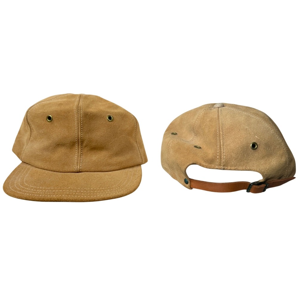 SUEDE Henschel of St. Louis Tan Leather Baseball Cap Adjustable Hat Vintage